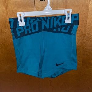 XS 3” Turquoise Nike Pro Compression Shorts